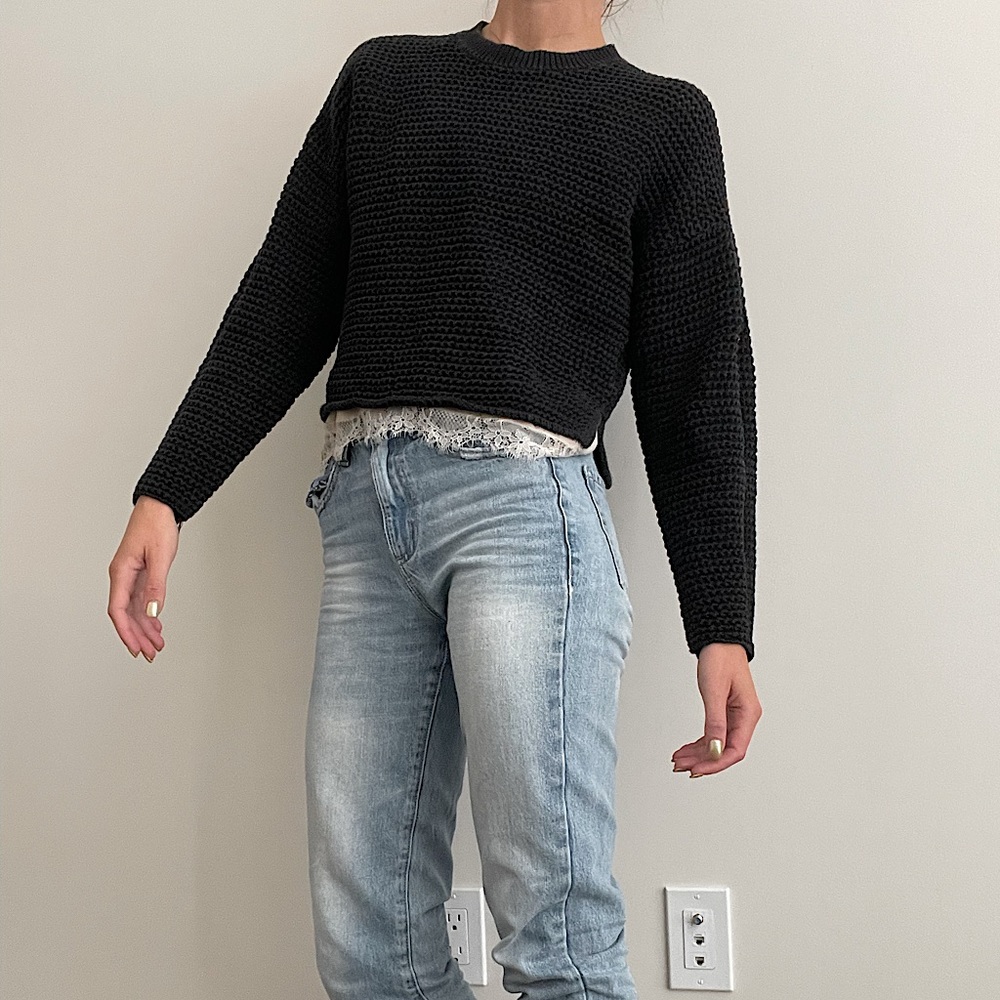 Navy Joie Sweater, slightly cropped